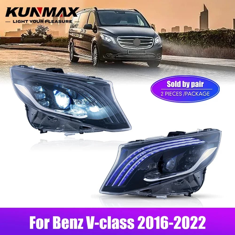 Pair of LED car headlights for Benz Class V 2016-2022 Fari DRL Tuning signal Plug And Play Front lamp