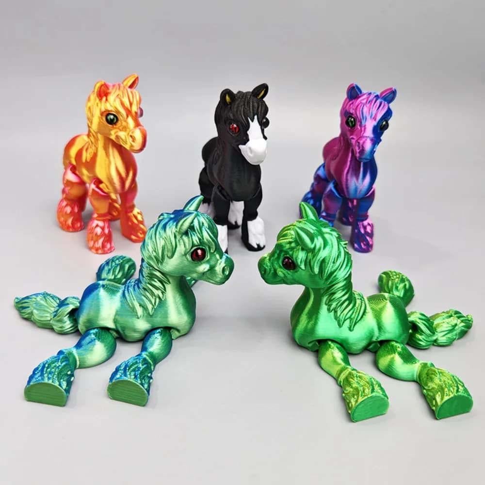 Stampa 3D Sole Arcobaleno Piccolo cavallo bianco Giocattoli animali Coda congiunta Mobile Creativo Decorazione della scrivania di casa Regalo di compleanno per bambini