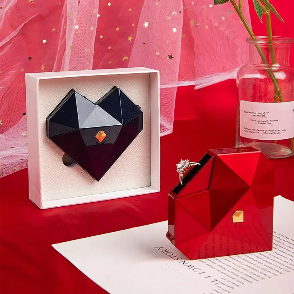 Nuova scatola per anelli con diamanti a forma di cuore proposta automatica scatola per anelli a sorpresa scatola per esposizione di gioielli per matrimonio ragazza