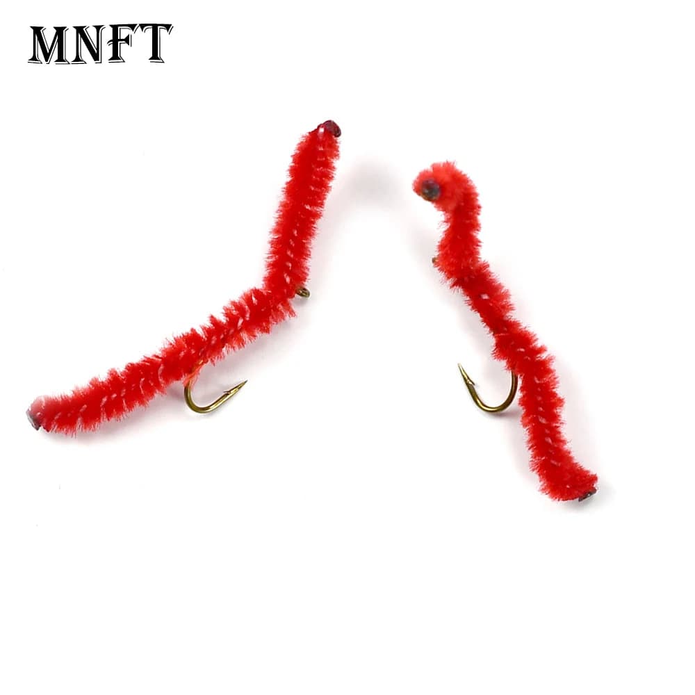 MNFT 20 esche rosse San Juan Worm per la pesca a mosca - Mosche artificiali efficaci a forma di larva di sangue per la pesca di trota, carpa e persico