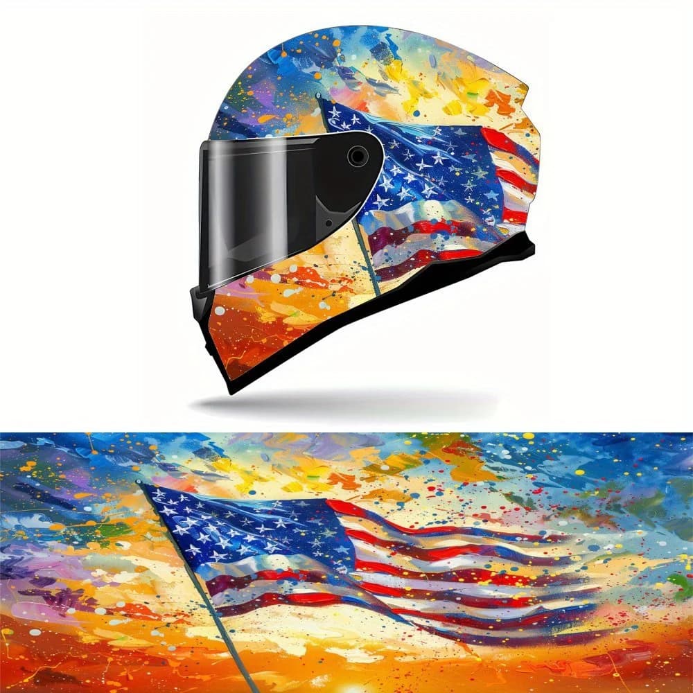 Sorpresa! Sfondo sfumato di colore con la bandiera americana, squisito, fresco, regalo, adesivo per casco moto - PVC resistente, moto