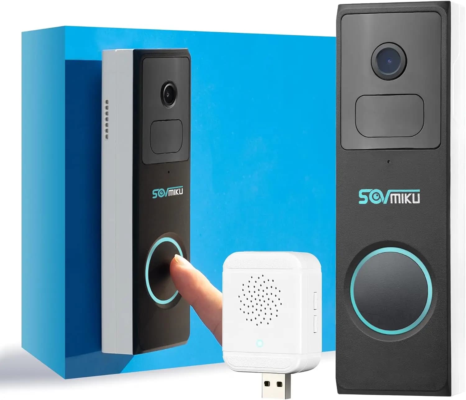 Campanello Video Wireless con Chime, Batteria, Impermeabile, Wi-Fi 2.4GHz, Rilevamento Umano, Audio Bidirezionale, Slot Micro SD