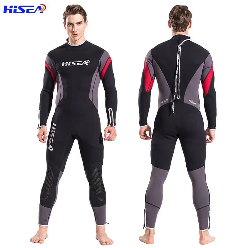 HISEA 2.5mm Neoprene Wetsuit Men Full Body Back Zip Long Sleeve Thermal Diving Suit for Surfing Snorkeling Freediving Kayaking