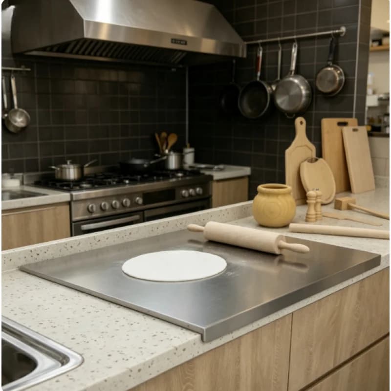 Large L Shape Stainless Steel Chopping Board Dual Use Kitchen Cutting Panel Household Food Cutting & Dough Kneading Board