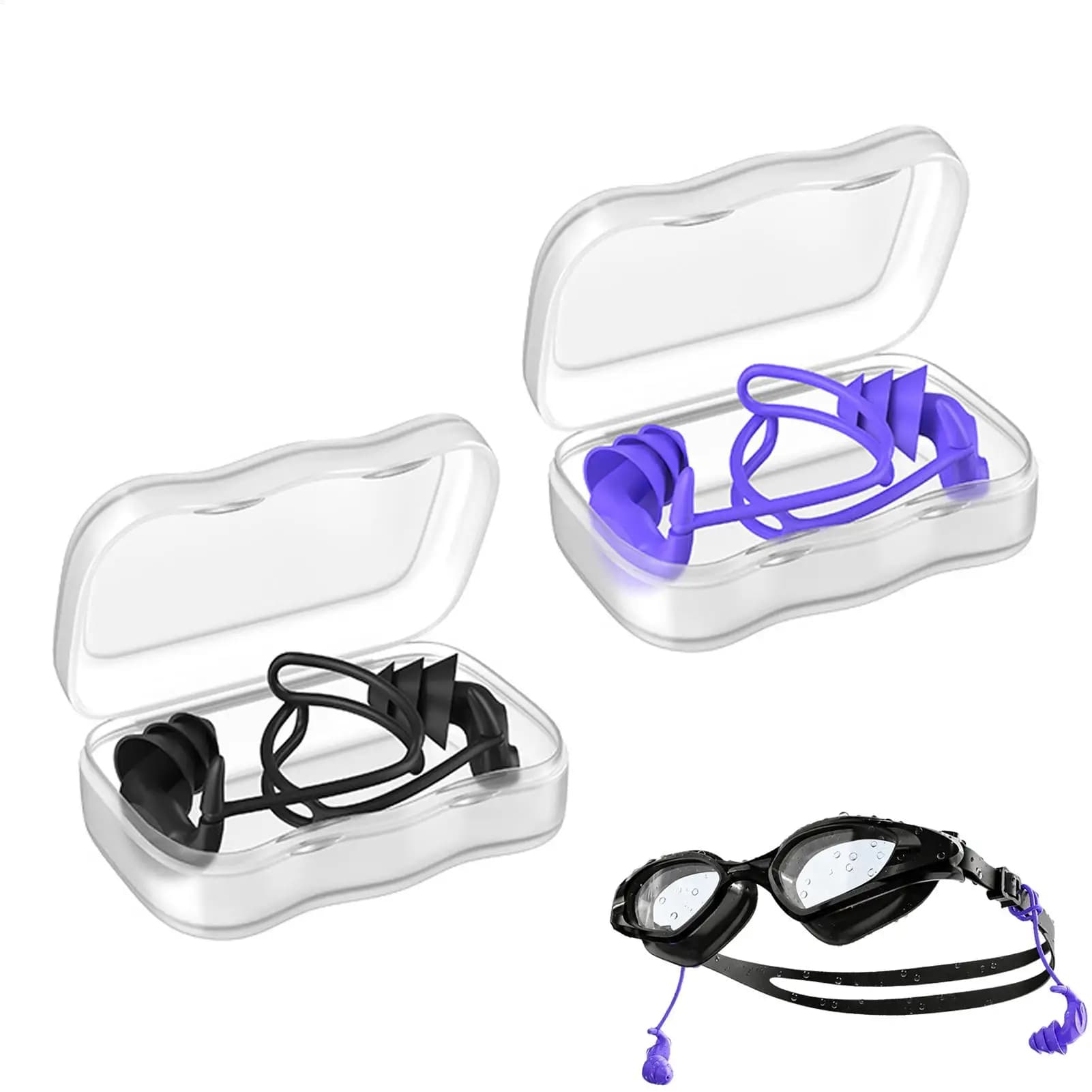 Ear Plugs For Swimming Silicone Waterproof Reusable Comfortable Adults Snorkeling Showering Earplugs For Water Sports Beach Pool