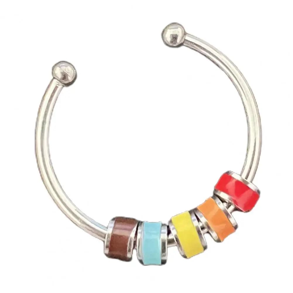 Women Men Open Ring Adjustable Anxiety Relief With Enamel Bead Opening Decoration Accessory Stacking Spinning Ring