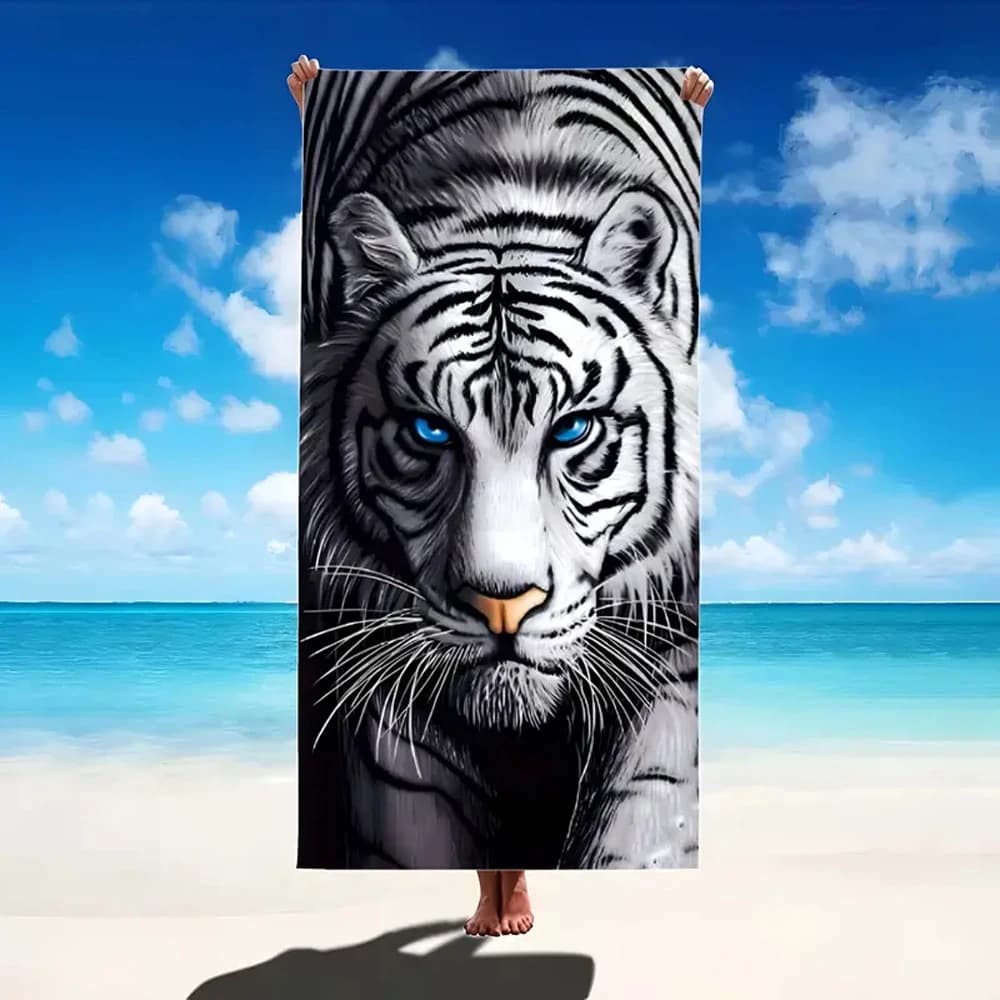 Tigre Leone Animale Telo Mare Stampa Digitale Sottile Microfibra Anti-Sabbia ad Asciugatura Rapida Leggero per Nuoto Yoga Viaggi Palestra Regalo