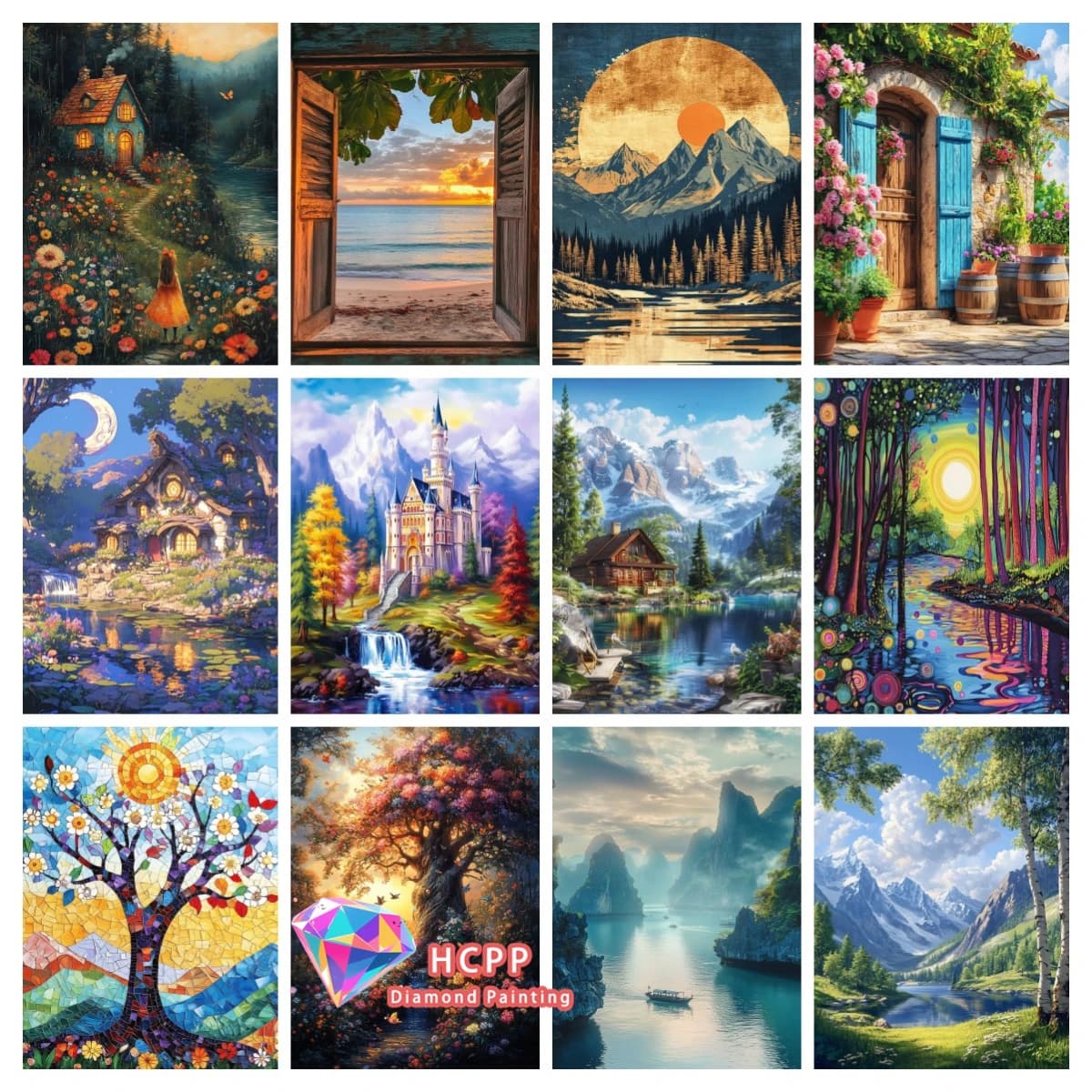 Forest Landscape Diamond Painting Kit 5D DIY Diamond Embroidery Cross Embroidery Handmade Art Gift Crafts Home Decoration