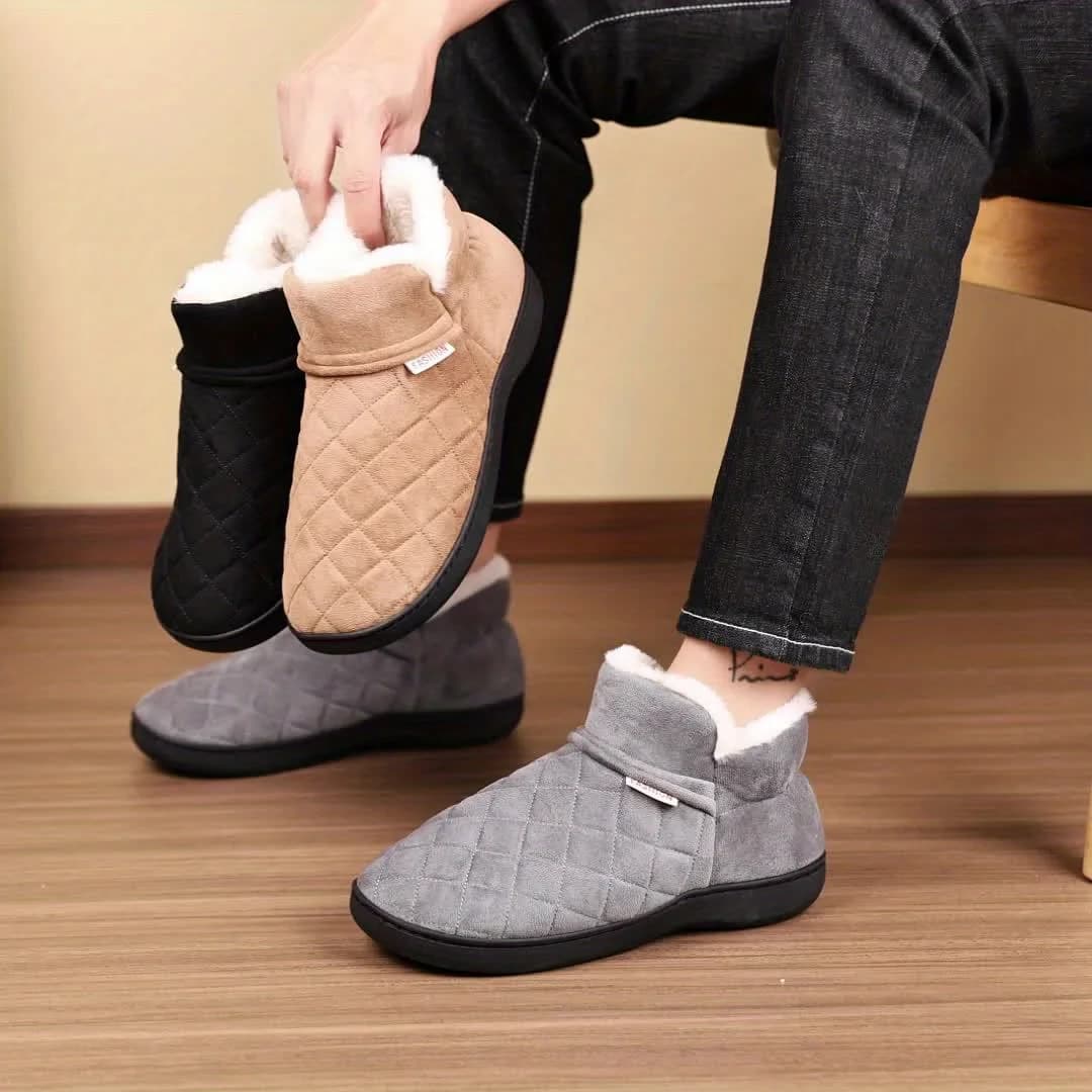 Unisex Winter Cotton Slippers Plush Lined Back Heel House Shoes Non Slip Thick Bottom Indoor Outdoor Warm thick Snow Footwear