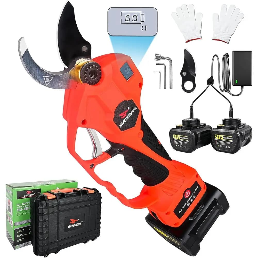 Battery-powered shears, cutting diameter 1.2" (3 cm), SK5 blade, batteries 2×21 V 4500 mAh, light ergonomic garden