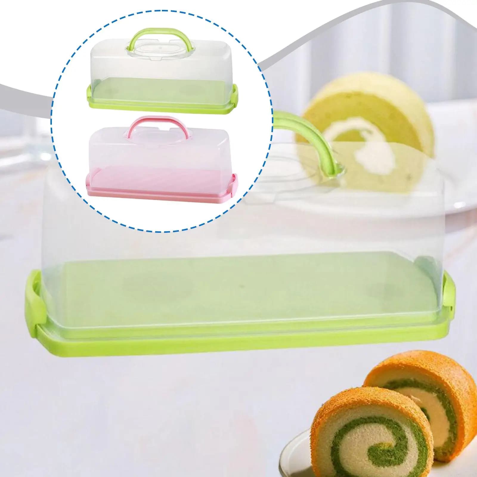 2x Contenitori Rettangolari Multiuso per Pane con Manico, Porta Alimenti, Contenitori per Torte, Ideali per Baby Shower, Fai da Te, Picnic