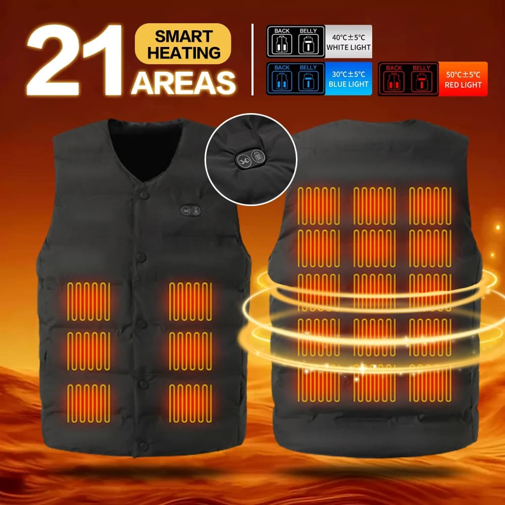 17th District Smart Heating Vest (without Power Supply) Zippered Outdoor Insulating Jacket for Winter Protection, Ideal for Fish