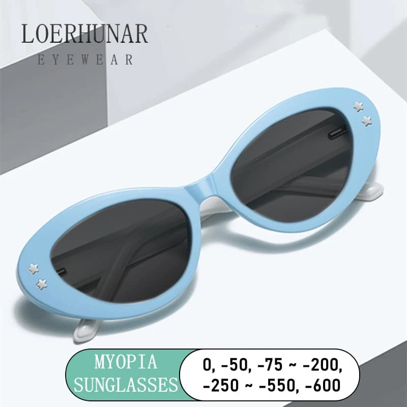 Ladies' Cat Eye Brand Design Myopia Sunglasses Fashion Multi-color Personalized Anti UV UV400 Sunshade Glasses Diopter 0 to -6.0