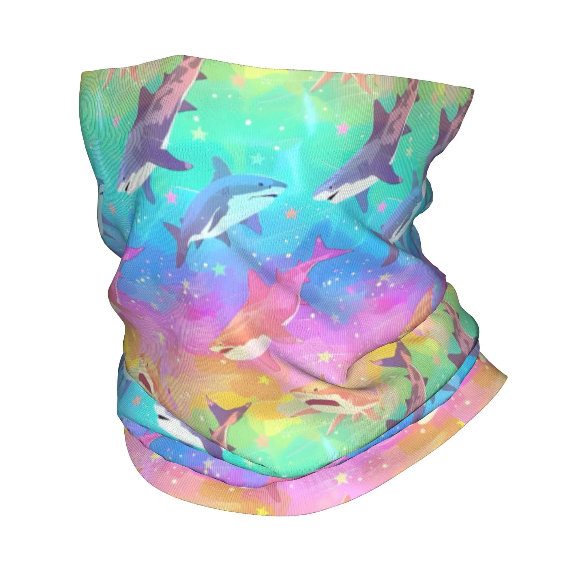 Blue Watercolor Shark Bandana for Camping Ski Women Men Wrap Scarf Warm for Animals of the Ocean cartoons