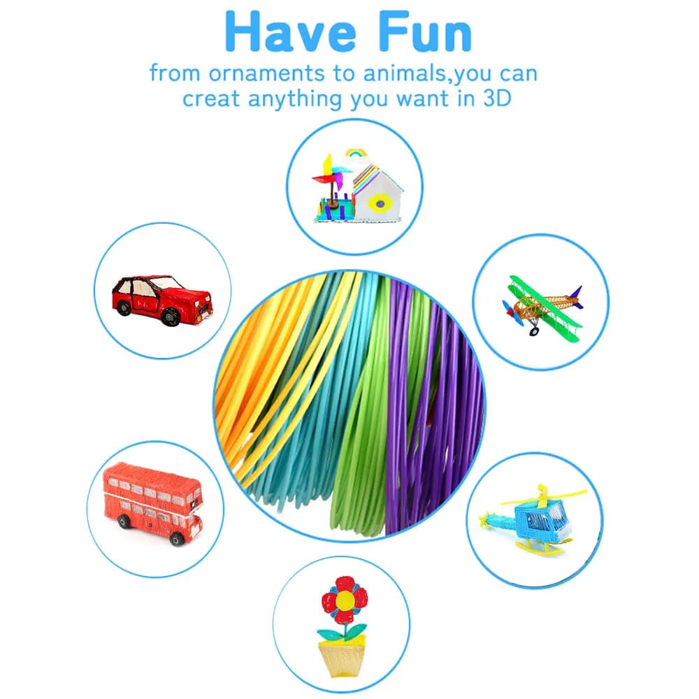 New Colorful PLA filament suitable for Children's 3D Printing Pens, Various Lengths Available, Safe Smokeless Diameter 1.75mm