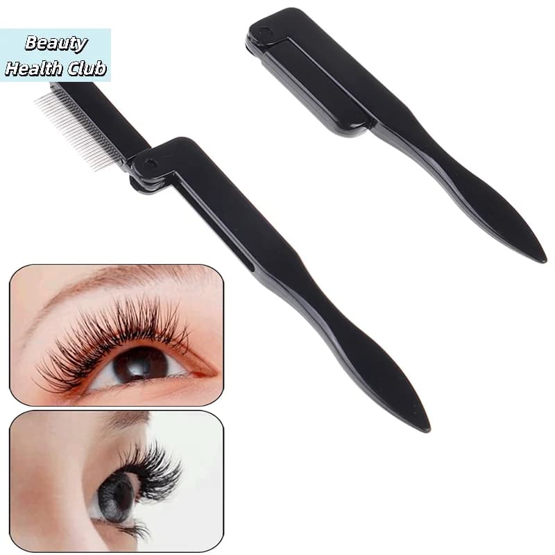 【Pettine pieghevole per ciglia, spazzola per sopracciglia in metallo, separatore per mascara, piegaciglia nero】