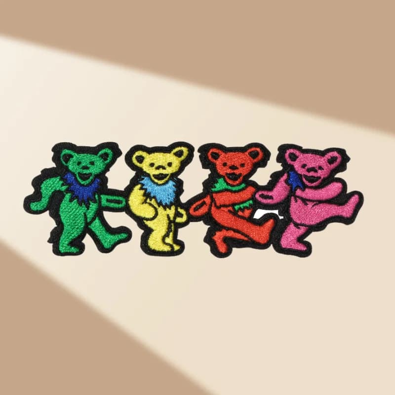 1PC Grateful Dead Dancing Bears Patch Embroidered Thermal Adhesive on Hip Hop Rock Badge DIY Gift For Clothes Bag Truck Hat