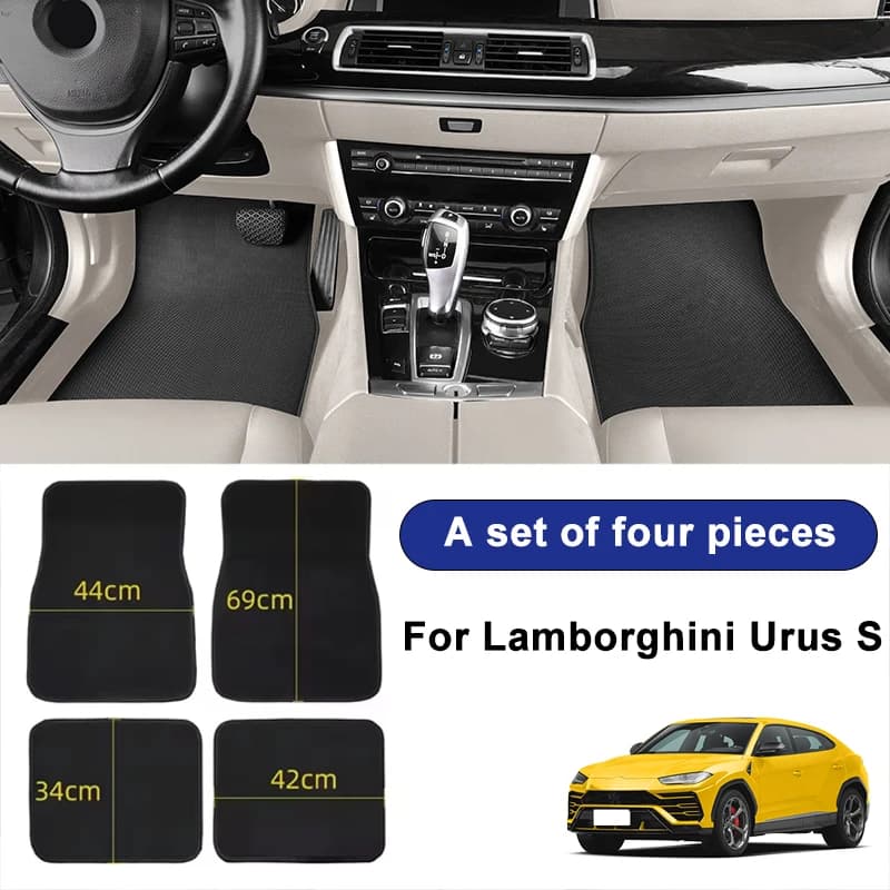 For Lamborghini Urus S Car Floor Mats Black Non-Slip 4Pcs Front & Rear Foot Mats Carpets Rugs Auto Interior Accessories