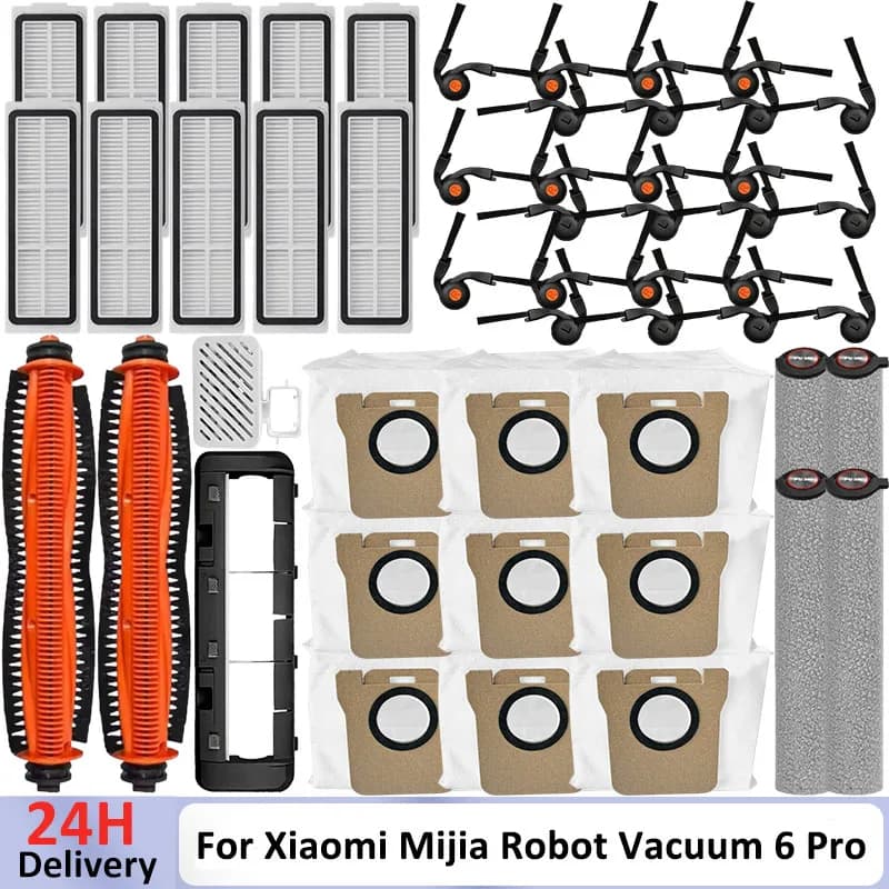 Accessories For Xiaomi Mijia Robot Vacuum 6 Pro/ PV21CN Robot Vacuum Cleaner Main Roller Side Brush Roller Mops Dust Bag Filter