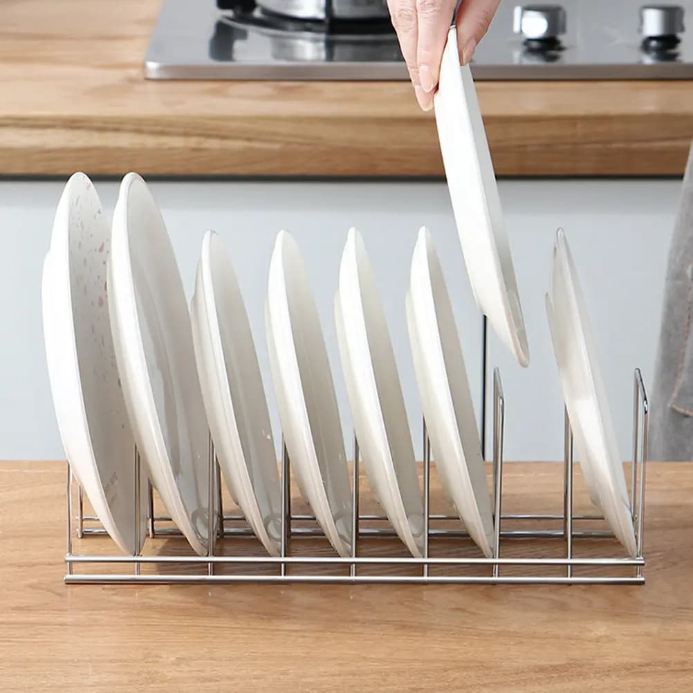 1Pcs Kitchen Draining Bowl Rack Simple Multifunctional Plate Storage Organizer Stand for Plates Pans Cutting Boards Countertop