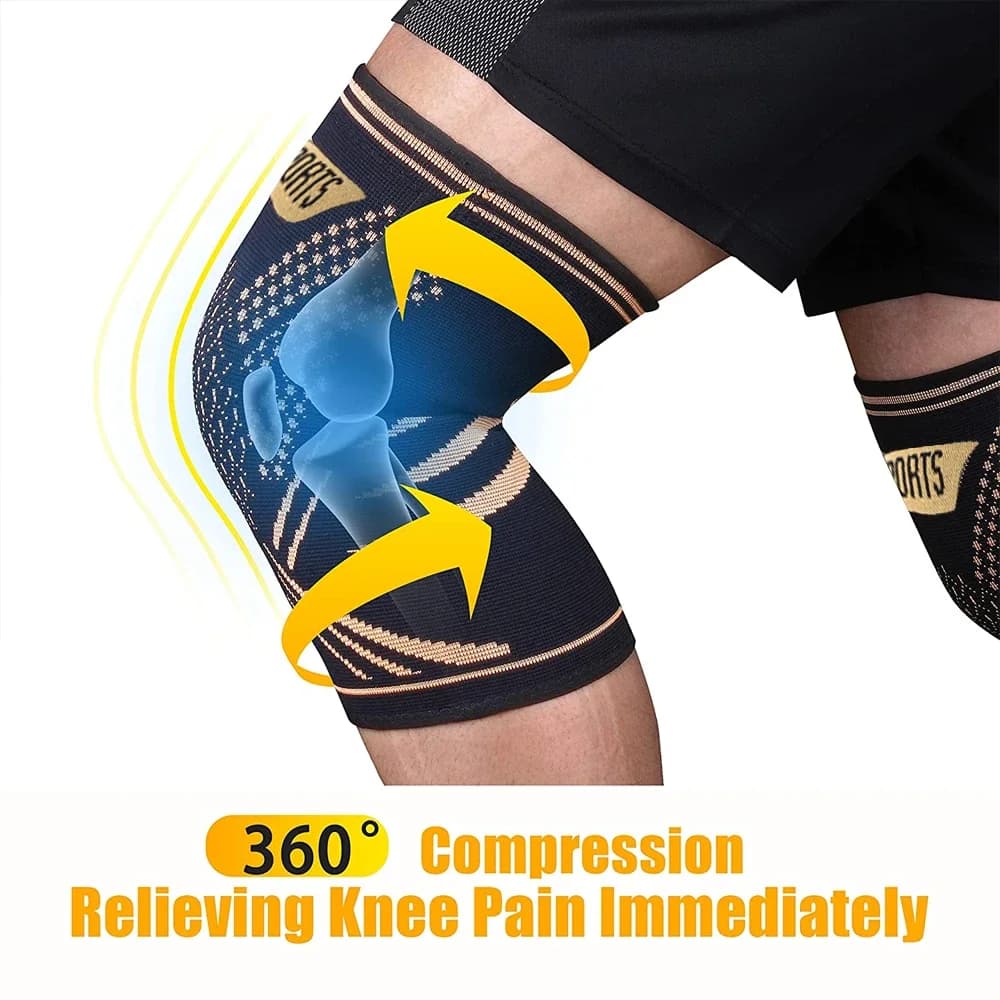 Supporti per ginocchia in rame per uomo e donna (confezione da 2) - Supporti per ginocchia con compressione in rame per dolori al ginocchio, artrite, sport