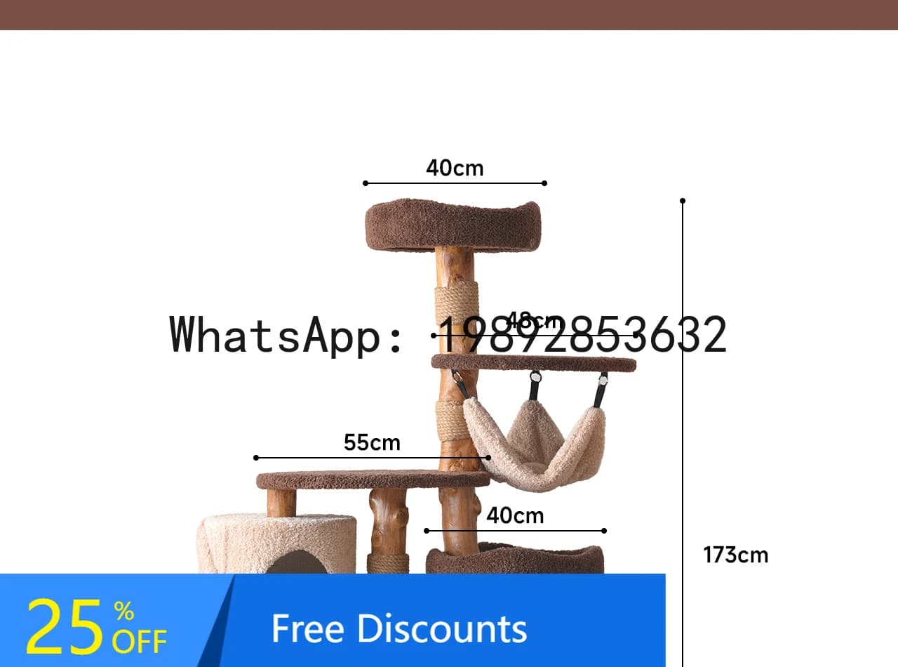 YFY Casa sull'albero Struttura da arrampicata Uso domestico Cornice per albero grande Legno massello Multi-Gatto Grande piattaforma di visualizzazione speciale