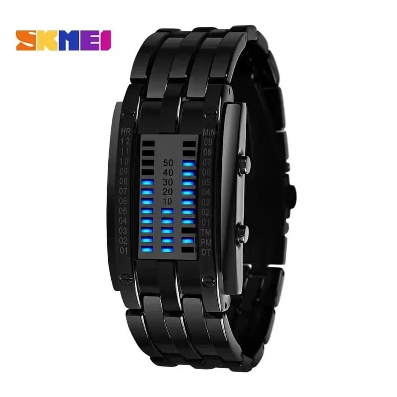 Skmei coppia cinturino in acciaio inossidabile Display a LED orologi 5Bar orologio digitale impermeabile Reloj Hombre per Sport creativi 0926