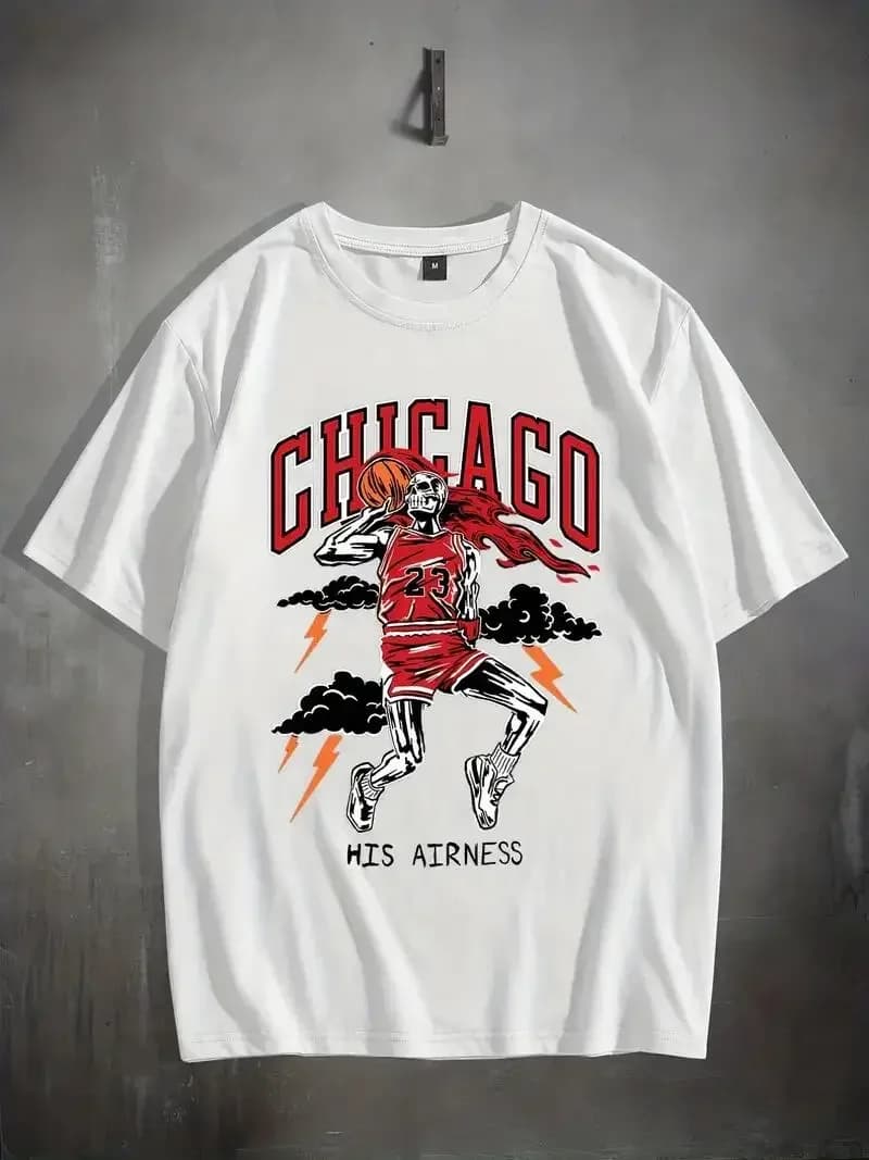 Men's comfortable and chic t-shirt with graphic print for fashionable basketball player T-shirt in graphic cotton Men's outdoor clothing