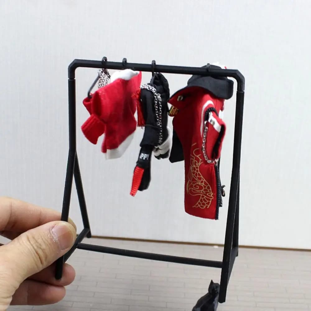 Espositore per Vestiti in Scala 1/12, Stand per Orecchini e Gioielli, Mini Appendiabiti, Organizzatore per Guardaroba, Portabiti per Casa delle Bambole