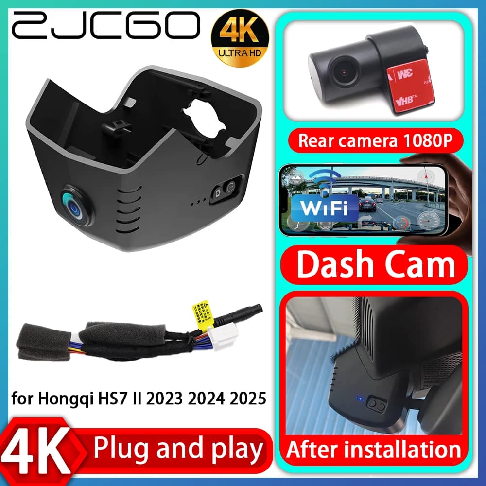 ZJCGO UHD 4K 2160P Plug and Play DVR Dash Cam Camera for Hongqi HS7 II 2023 2024 2025