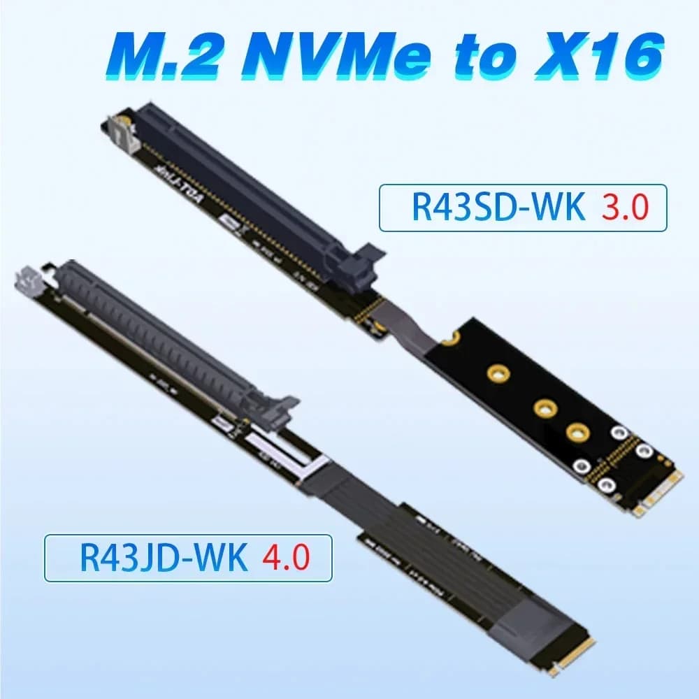 M.2 M2 NVMe a PCIe X16 4.0 Extender Riser Adattatore Jumper Cavo Mining GPU GTX RTX Nvidia AMD Scheda Video Grafica 25 cm 35 cm 45 cm