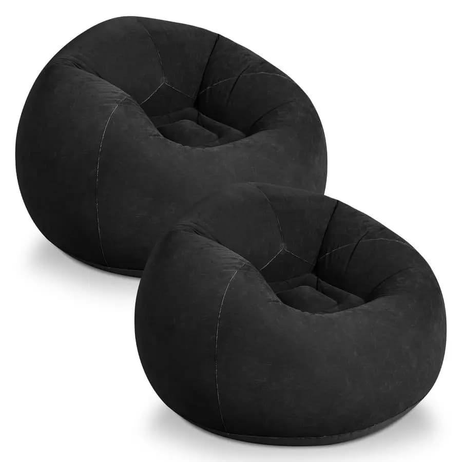 Set di 2 Poltrone Sacco Gonfiabili, Comode Sedute per Adulti e Bambini, Ideali per Dormitori e Sale Giochi, Nere
