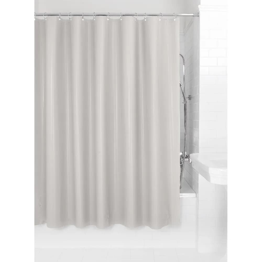 Medium Weight PEVA Shower Curtain Liner 70 x 71 Inches Gray Waterproof Bathroom Shower Curtain with 12 Magnets