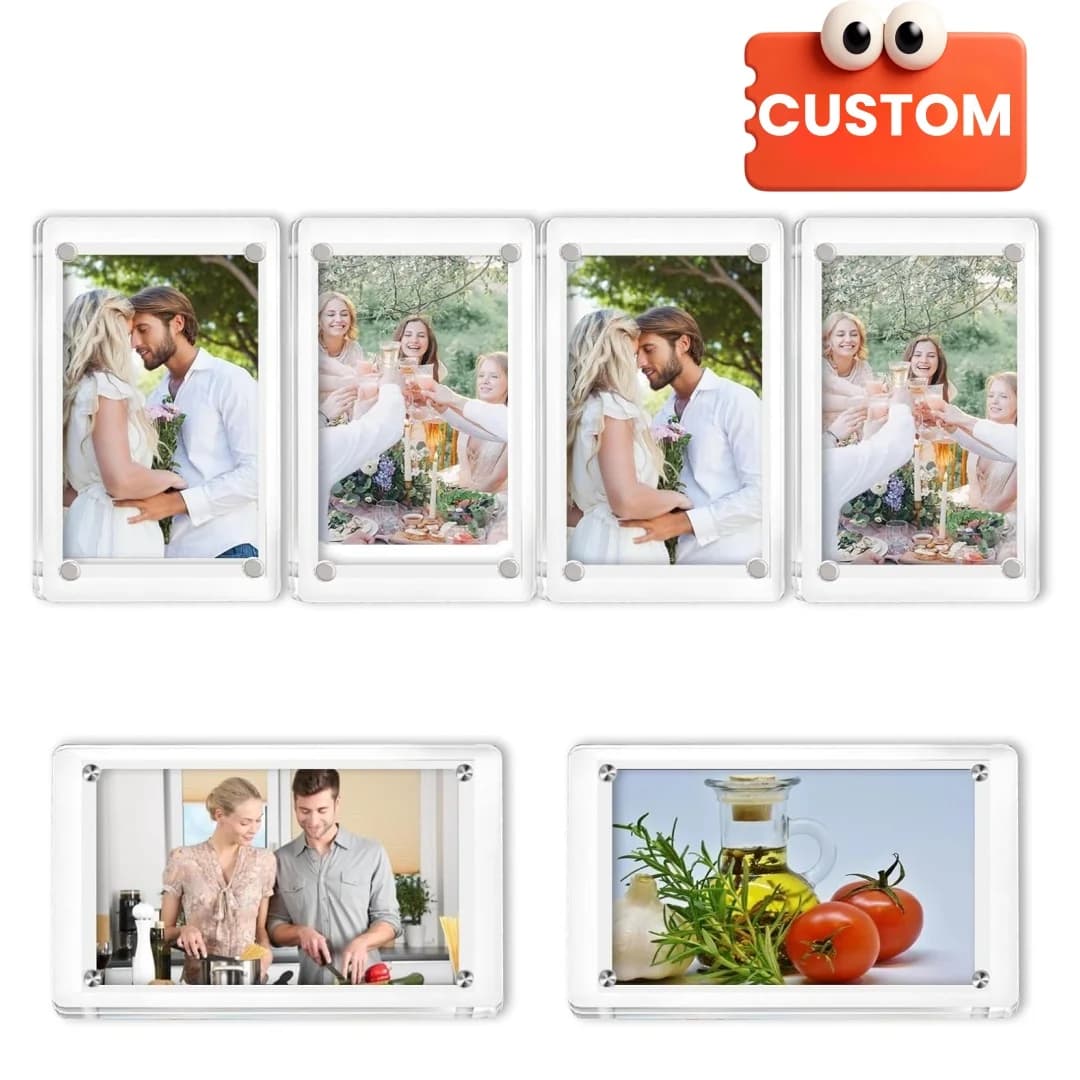 Cornici Magnetiche Personalizzate per Foto da Frigorifero in Acrilico, Cornice Trasparente per Foto Polaroid e INSTAX Mini P