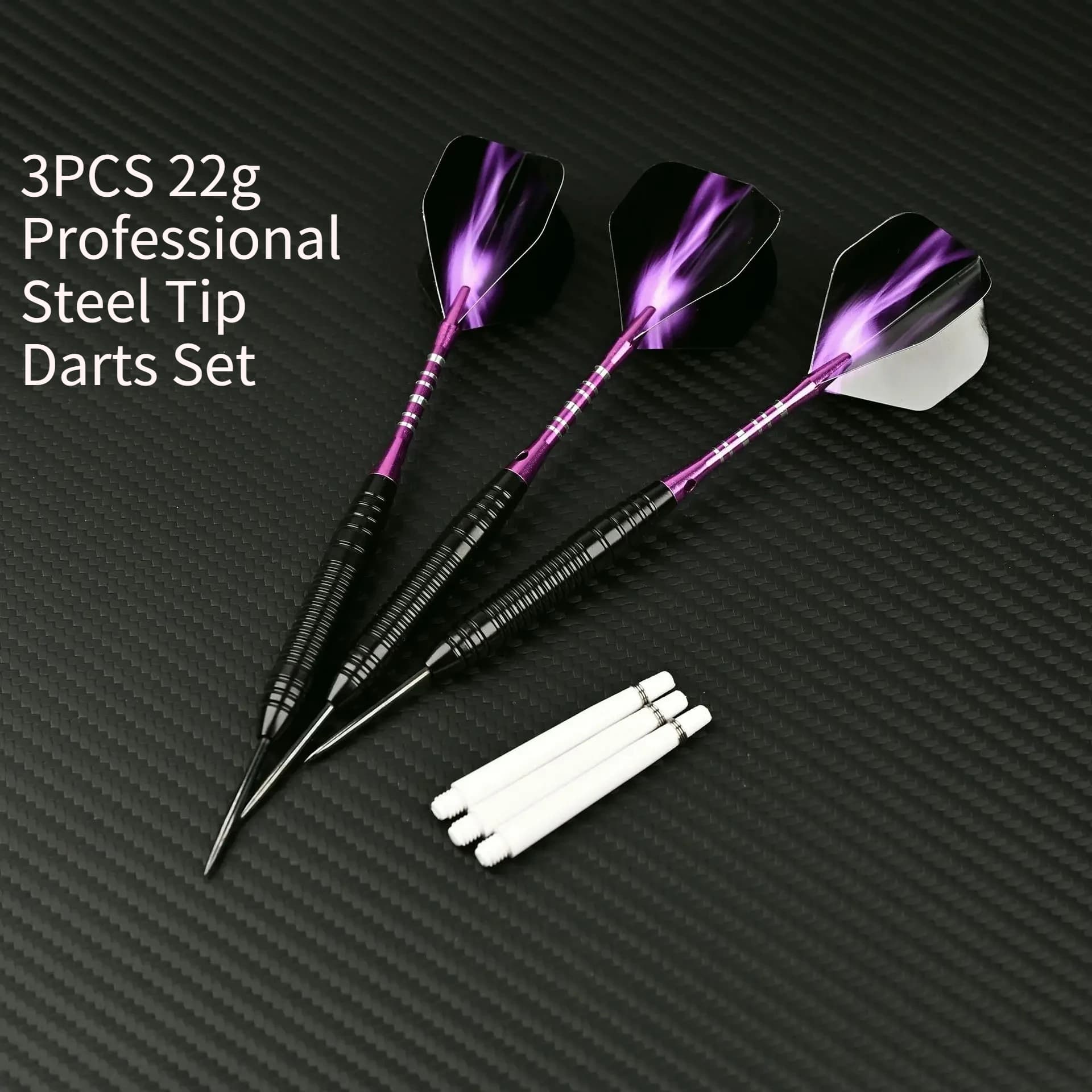 Dart Set with Case 22g Steel Tip, Party Game Bar Darts, Bachelor Party Gift for Men, 3 Pcs Purple