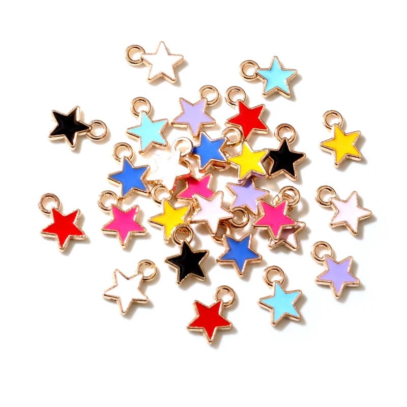 50 PZ 6*8mm 9 Colori In Lega di Metallo Goccia di Olio Piccole Stelle Pendenti e Ciondoli KC Ciondolo In Oro Per Il Braccialetto FAI DA TE Collana creazione di gioielli accessori