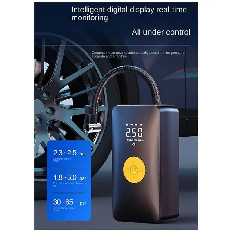 (LBER) Compressore d'Aria Ricaricabile Portatile, Gonfiatore Digitale Senza Fili per Pneumatici Auto e Biciclette, Gonfiatore per Palloni