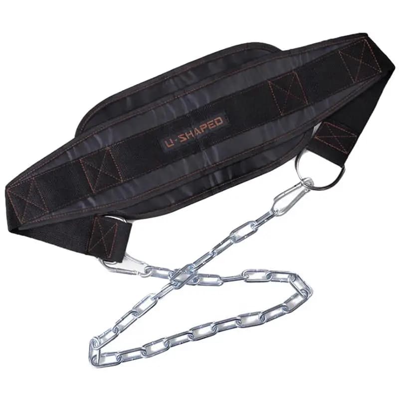 Black fitness weight belt with chain dive belt to lift chin pull up Kettlebell Barbel Bodybuilding Gym Belts Supplies