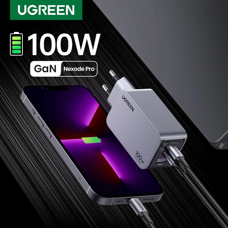 【Korean Plug】UGREEN 100W GaN Charger PD Fast USB C Charger QC4.0 3.0 Quick Charge For Macbook Laptop Tablet iPhone 17 16 Pro