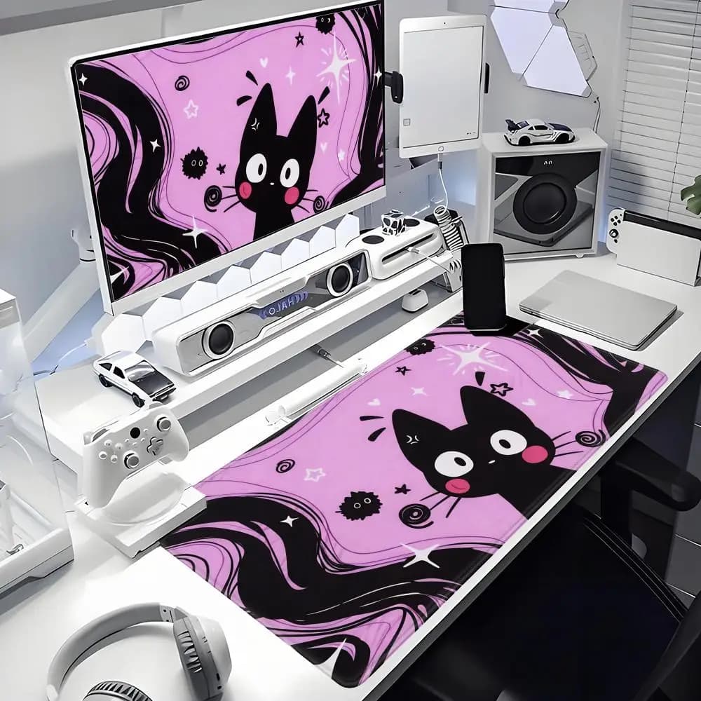 Tappetino per mouse da ufficio HYBXAXC Line Cat con supporto per il polso, tappetino da scrivania per giochi, tappetino da scrivania antiscivolo, tappetini per mouse da gioco
