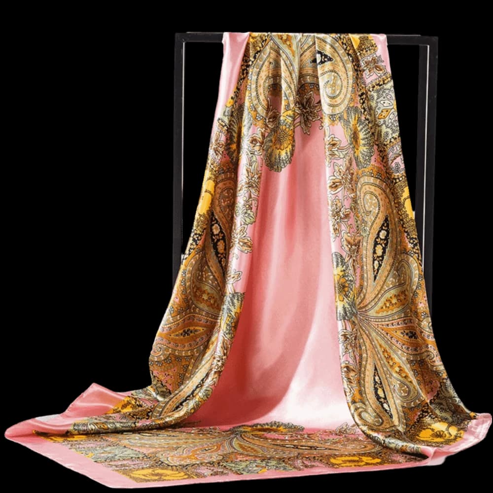 Elegante Foulard Quadrato in Seta con Stampa Floreale, Morbido e Versatile, Bandana Colorata in Poliestere per Capelli, per Uso Quotidiano