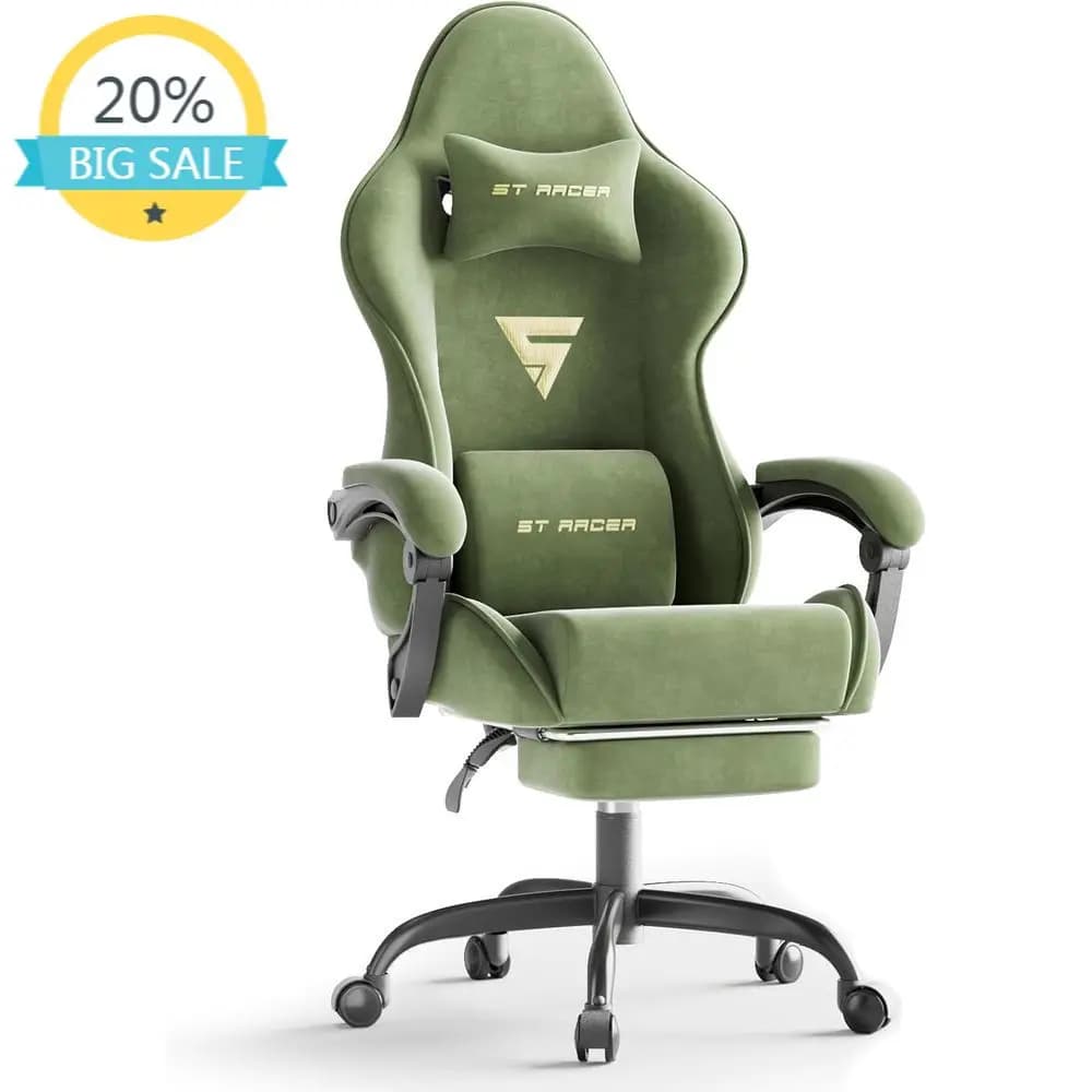 Sedia da Gaming Ergonomica con Schienale Alto, Poggiapiedi e Massaggio, Sedia Reclinabile per Computer per Adulti, Sedile Stile Racing per Videogiochi