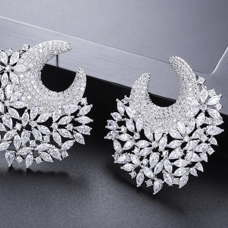 Fashion Multicolor Cubic Zirconia Flowers Design Stud Earrings For Women Jewelry Wedding Brincos Boucle D'oreille