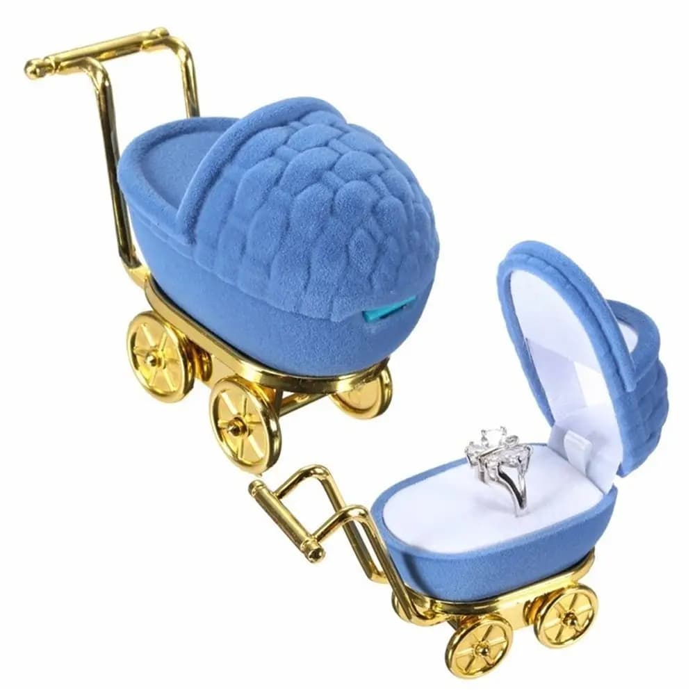 Portable Accessories Fashion Gift Case Jewelry Display Holder Storage Case Velvet Stroller Ring Box