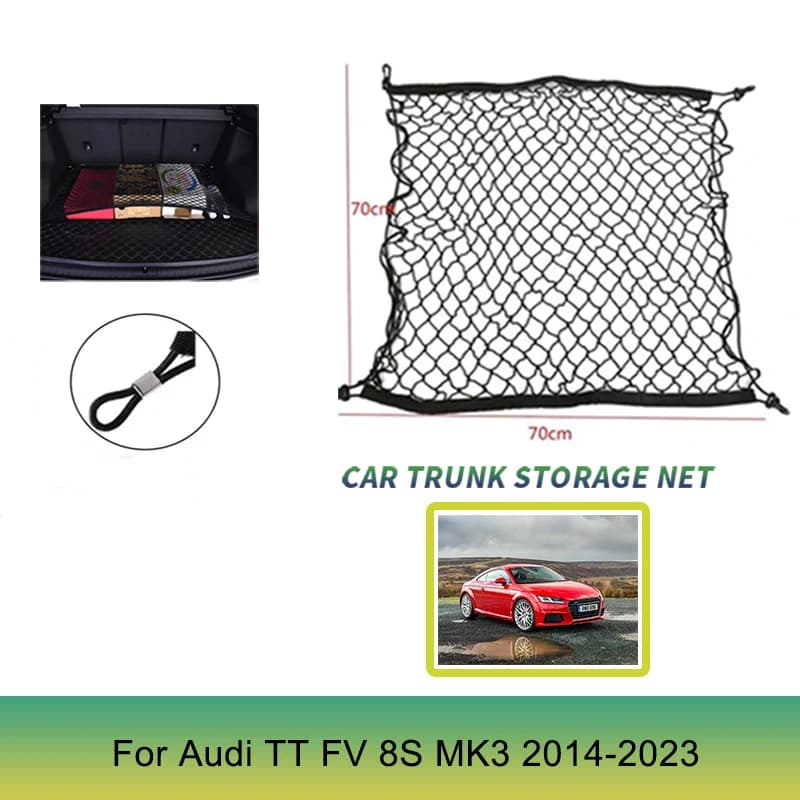4 HooK 70x70 CM Rete per bagagliaio di un'auto per Audi TT FV 8S MK3 2014-2023 2016 Forte nylon Cargo Mesh Net Bagagli Elastico Accessori auto