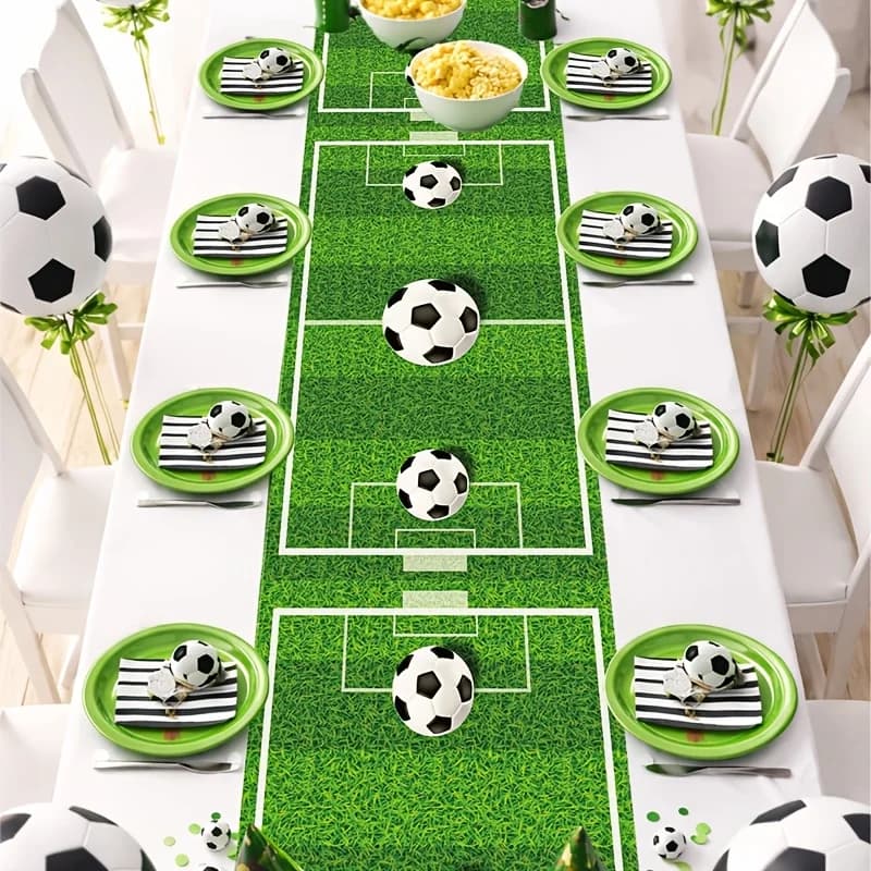 1 Pezzo Runner da Tavolo a Tema Calcio, Decorazioni per Feste di Compleanno a Tema Calcio, Bomboniere per Ragazzi, Copritavolo a Tema Erba da Calcio, Forniture per Baby Shower
