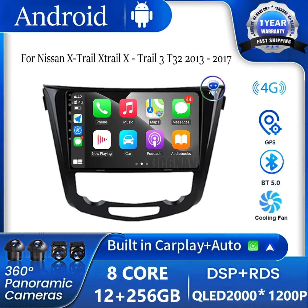 For Nissan X-Trail Xtrail X Trail 3 T32 2013 - 2022 Car Radio 10.1 Inch Android 16 DSP Wireless Carplay Auto Multimedia Video