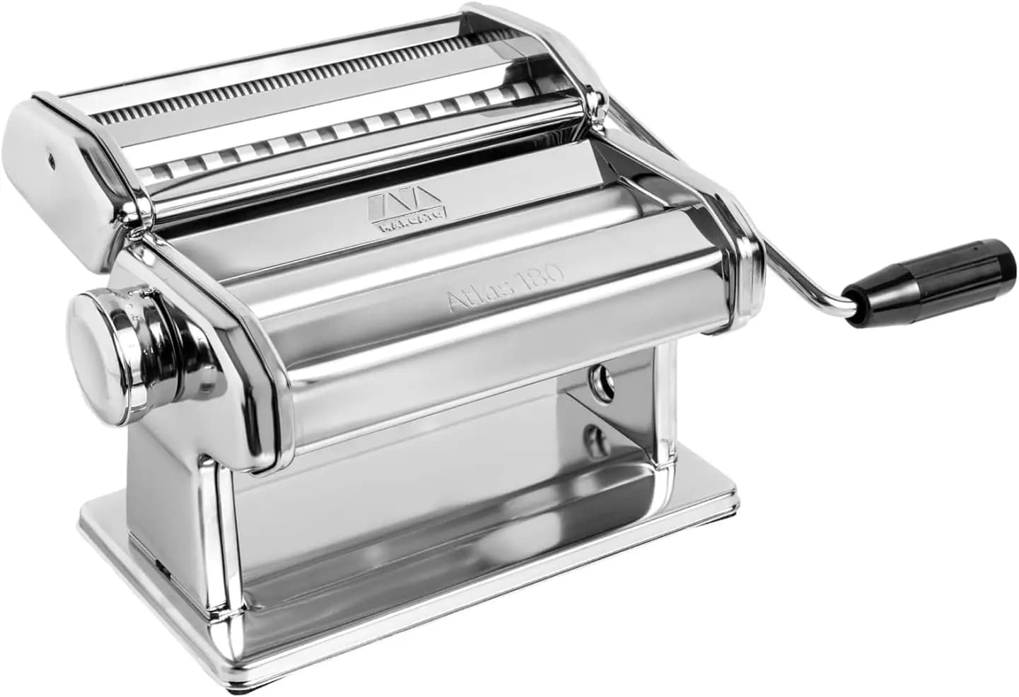 Macchina per Pasta Manuale Italiana con Rulli in Acciaio Cromato - Prepara Lasagne, Fettuccine e Tagliolini a Casa
