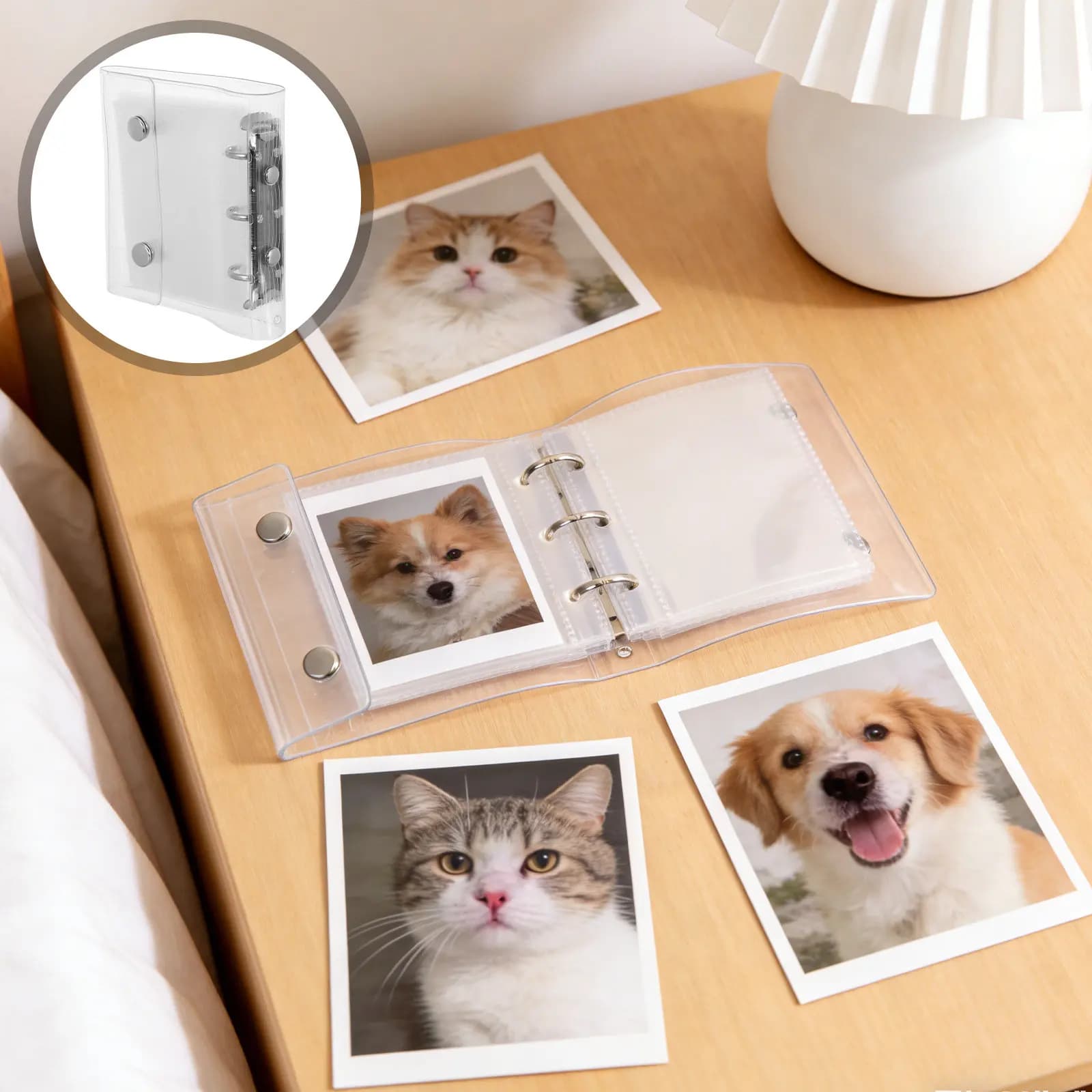 1Set Mini 3 Ring Binder Transparent Soft PVC Cover Snap Button Closure Travel Budget Organizer A8 Clear Loose Leaf Folder