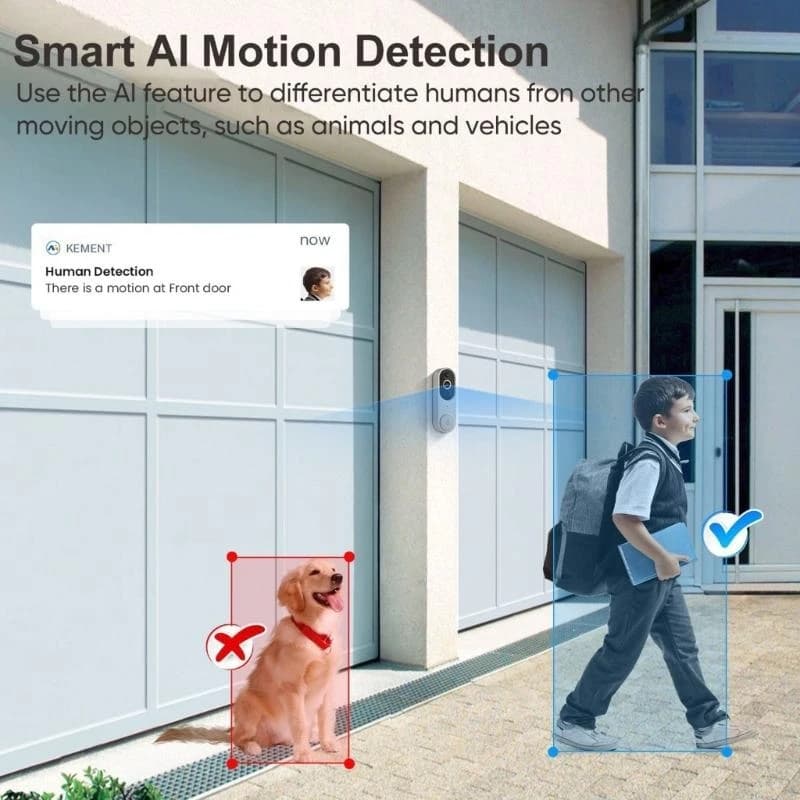 A2BA High Resolution Security Doorbell Wireless Design Motion Detection Alerts Remote Video Access ABS Outdoor Installation